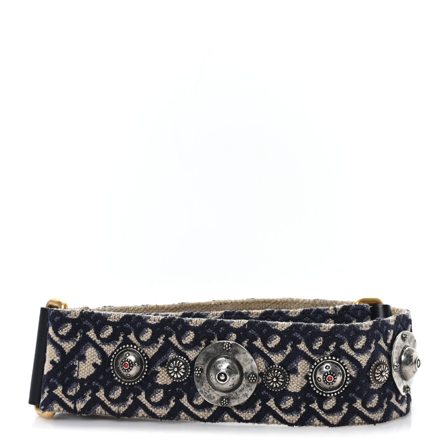 Christian Dior Oblique Studded Shoulder Strap Blue 2 of 4