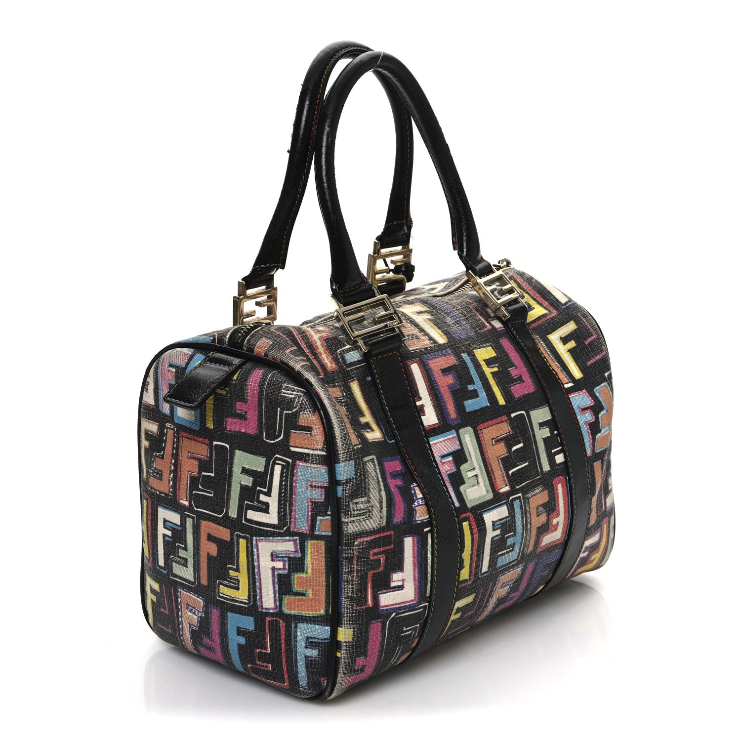 Fendi Zucca Spalmati Vitello FF Multicolor Forever Boston Multicolor Black 4 of 31