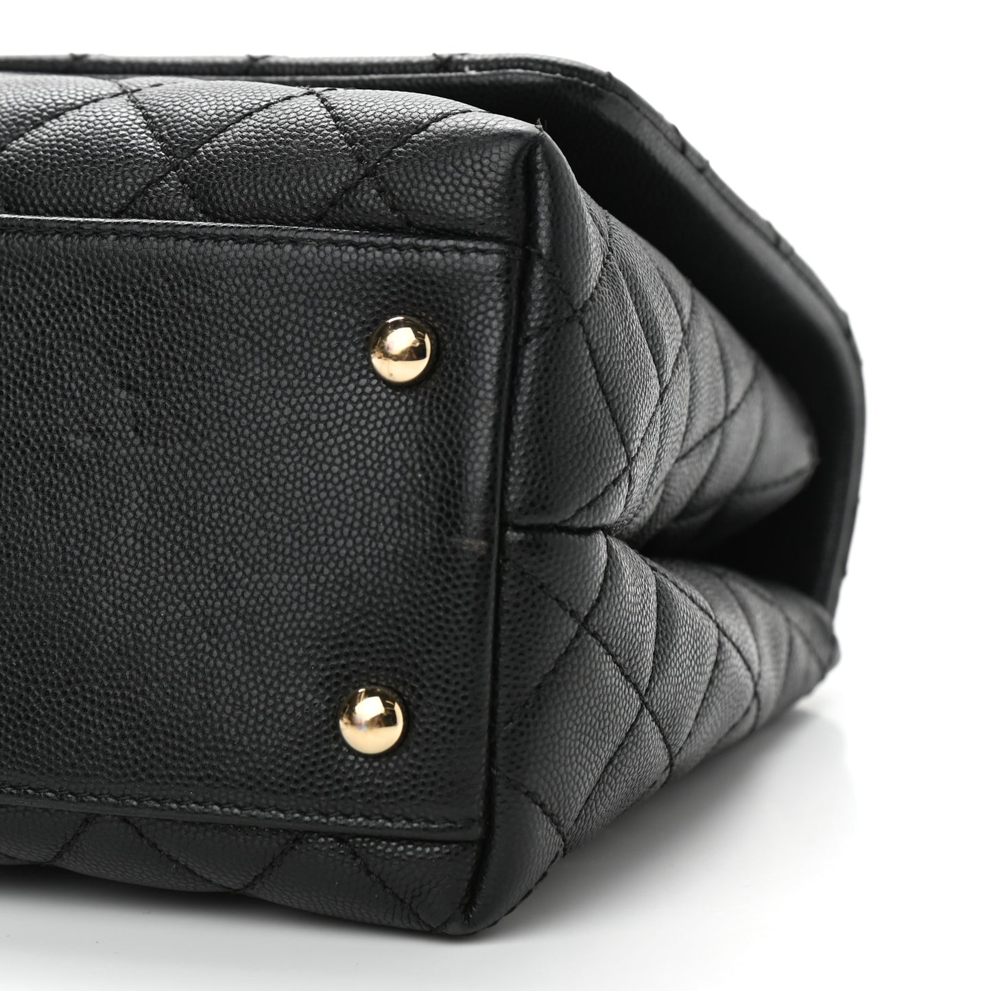 Caviar Lizard Embossed Quilted Small Coco Handle Flap Black