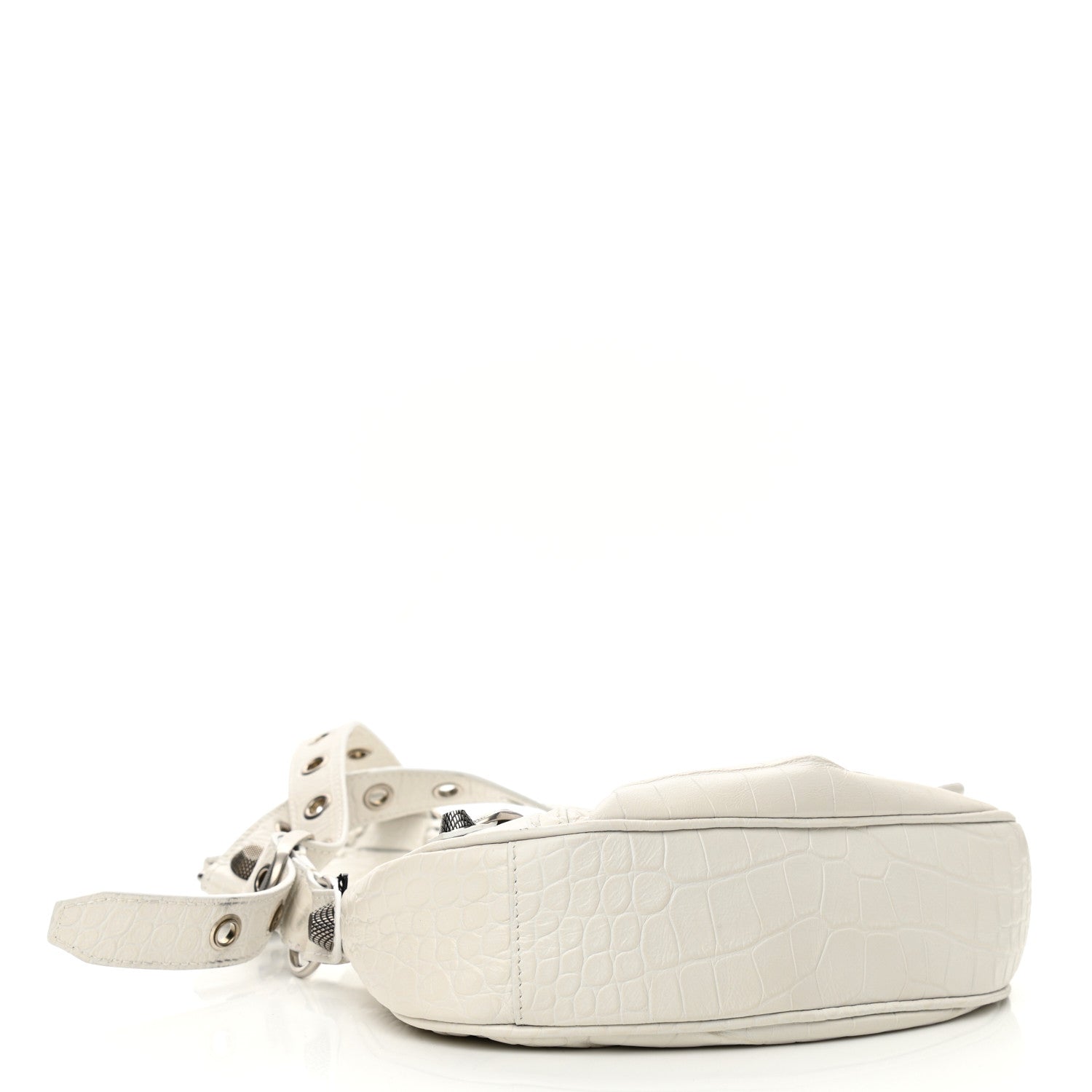 Balenciaga Extra Supple Calfskin Crocodile Embossed Le Cagole Shoulder Bag XS White 4 of 10