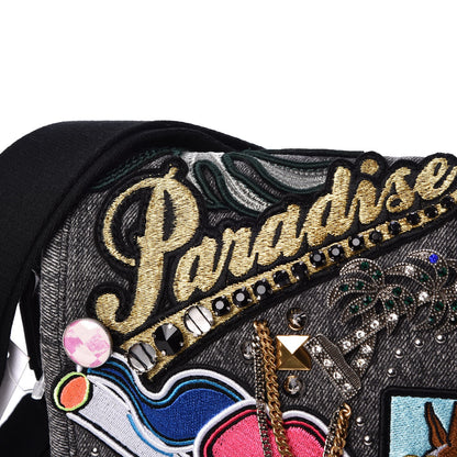 Marc Jacobs Denim Patchwork Paradise Biker Courier Bag Black 10 of 18