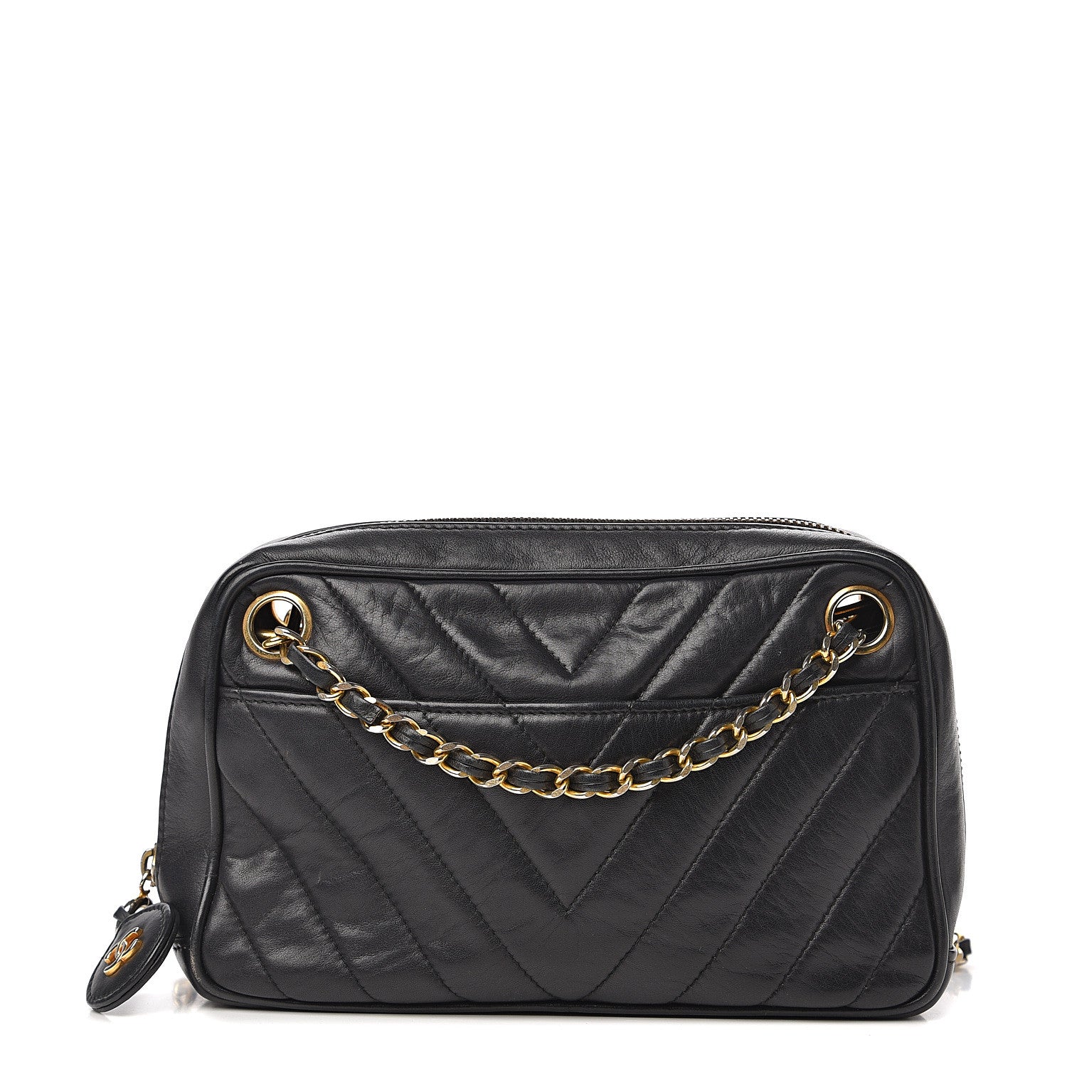 Chanel Lambskin Chevron Quilted Small Camera Case Black 1 of 14