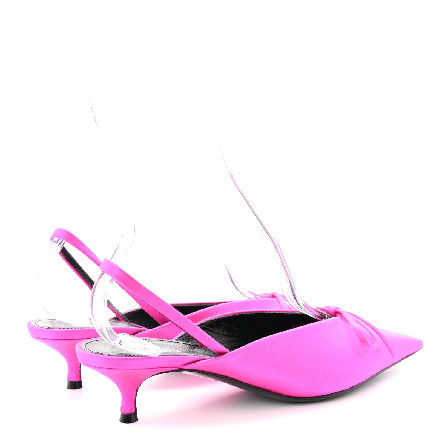 Balenciaga Satin Pointed Toe Knife Slingback 40mm Mules 37.5 Rose Fuchsia 5 of 9