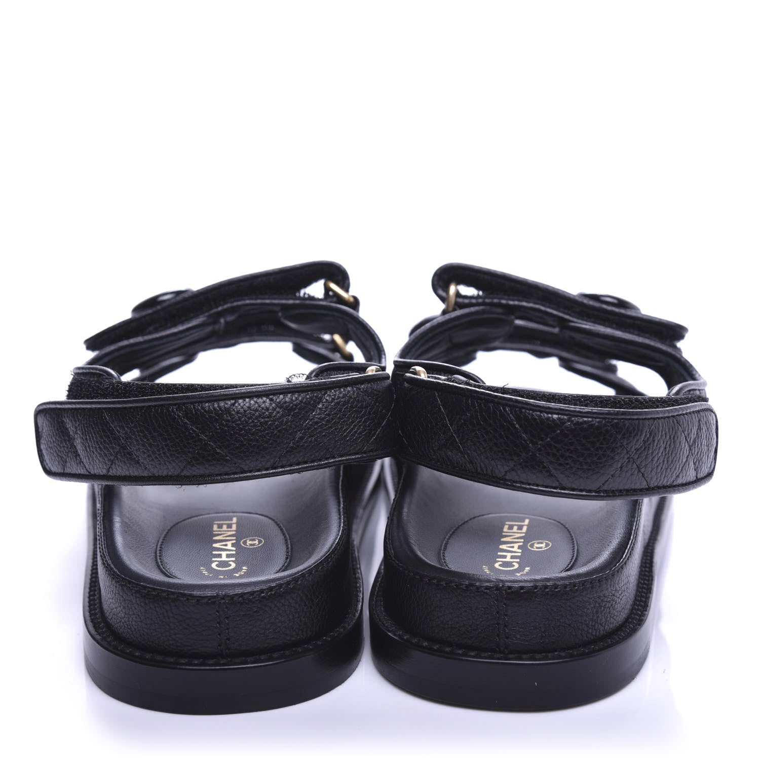 Chanel Grained Calfskin Velcro Dad Sandals 39.5 Black 7 of 11