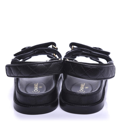 Chanel Grained Calfskin Velcro Dad Sandals 39.5 Black 7 of 11
