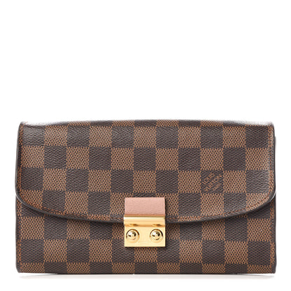 Louis Vuitton Damier Ebene Croisette Chain Wallet Rose Ballerine 1 of 8
