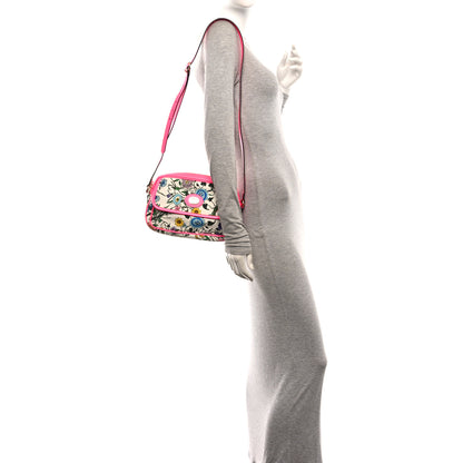 Gucci Canvas Flora Floral Shoulder Bag White Fuchsia Fluo 2 of 9