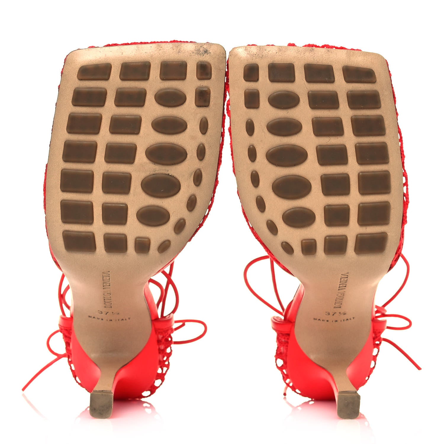 Bottega Veneta Mesh Nappa Stretch Ankle Tie Sandals 37.5 Tomato 5 of 9