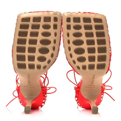 Bottega Veneta Mesh Nappa Stretch Ankle Tie Sandals 37.5 Tomato 5 of 9