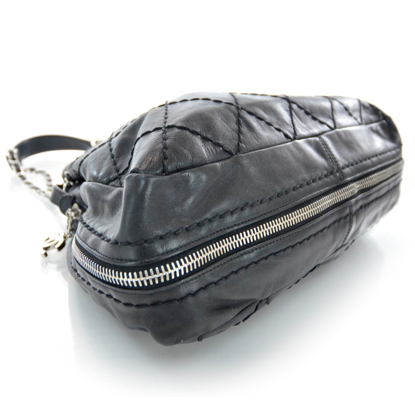 Lambskin Expandable Stitched Tote Black