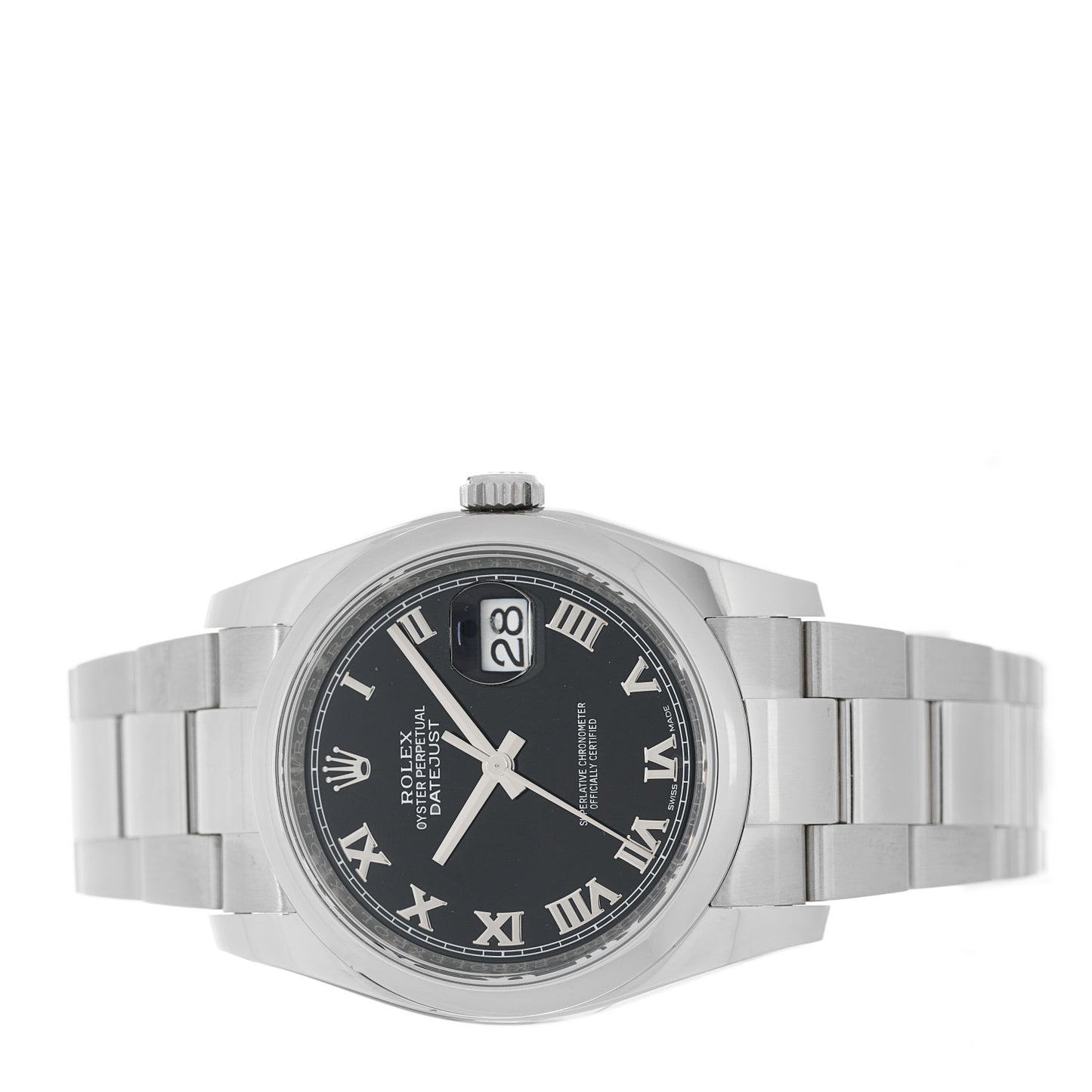 Stainless Steel 36mm Oyster Perpetual Datejust Watch Black Roman 116200