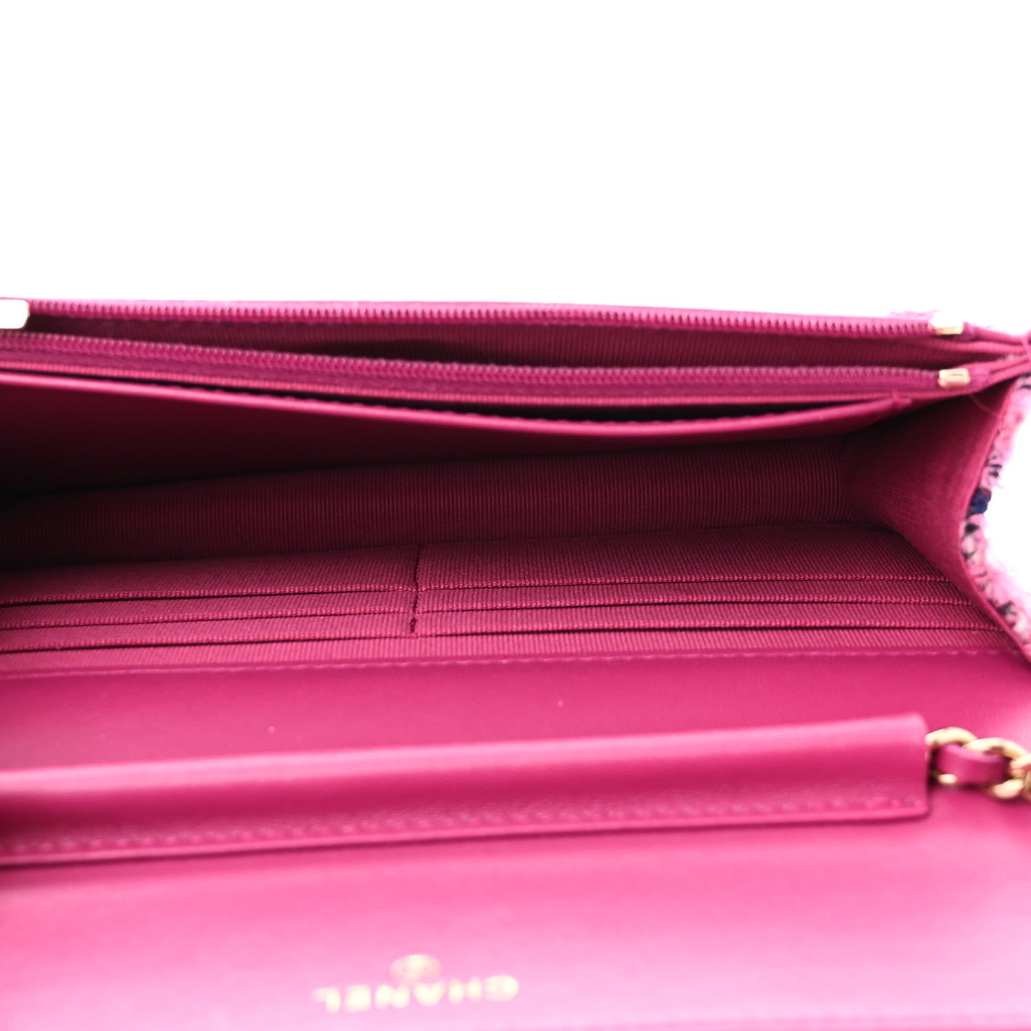 Chanel Tweed Quilted Wallet On Chain WOC Fuchsia Purple 5 of 12