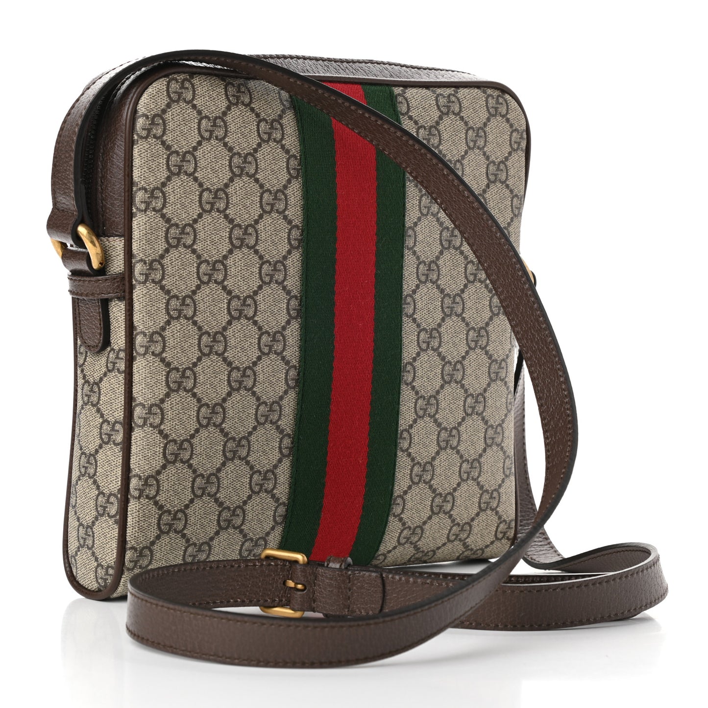 GG Supreme Monogram Web Small Ophidia Messenger Bag Brown