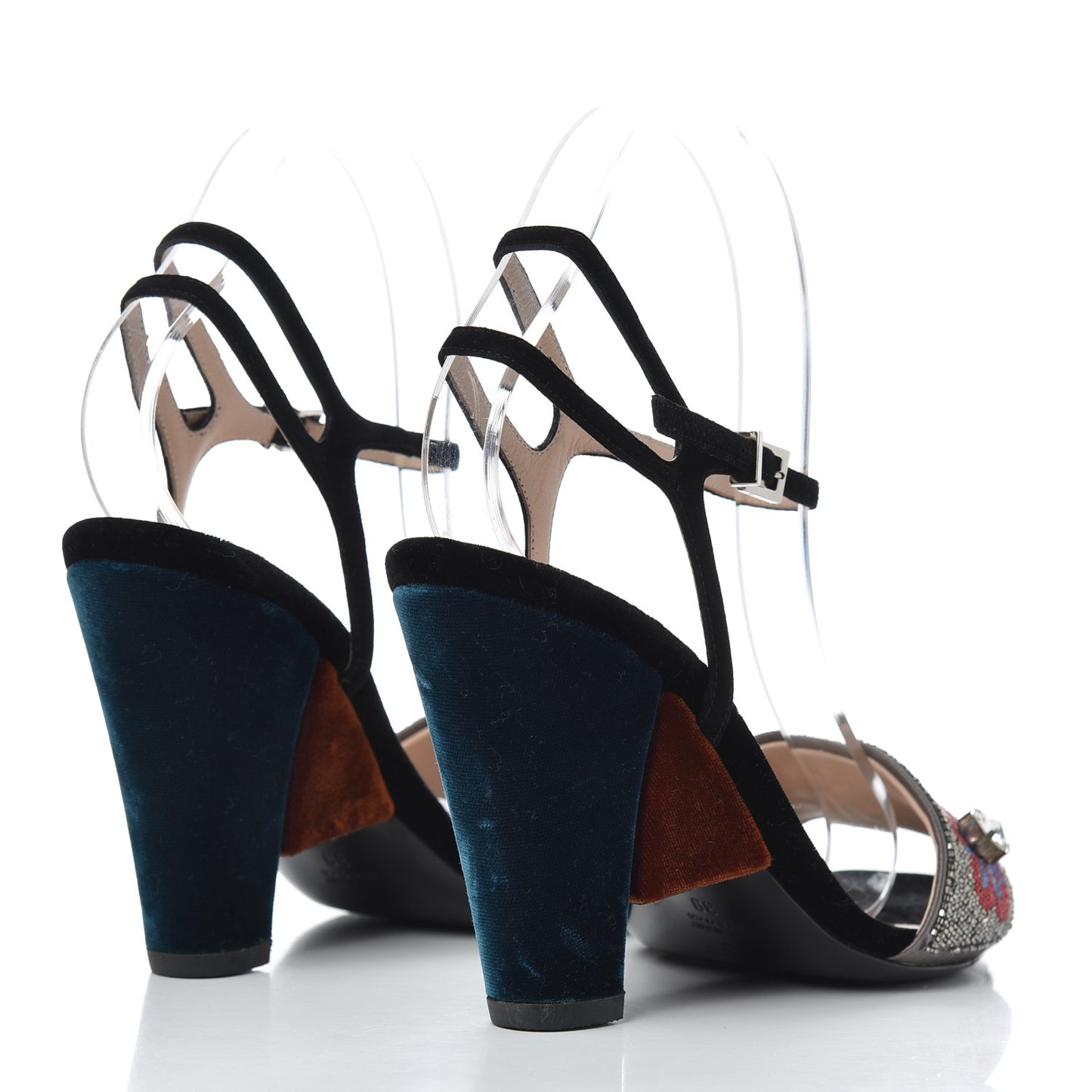 Velvet Sequin Floral Fantasia 39 Sandals Grey Multicolor