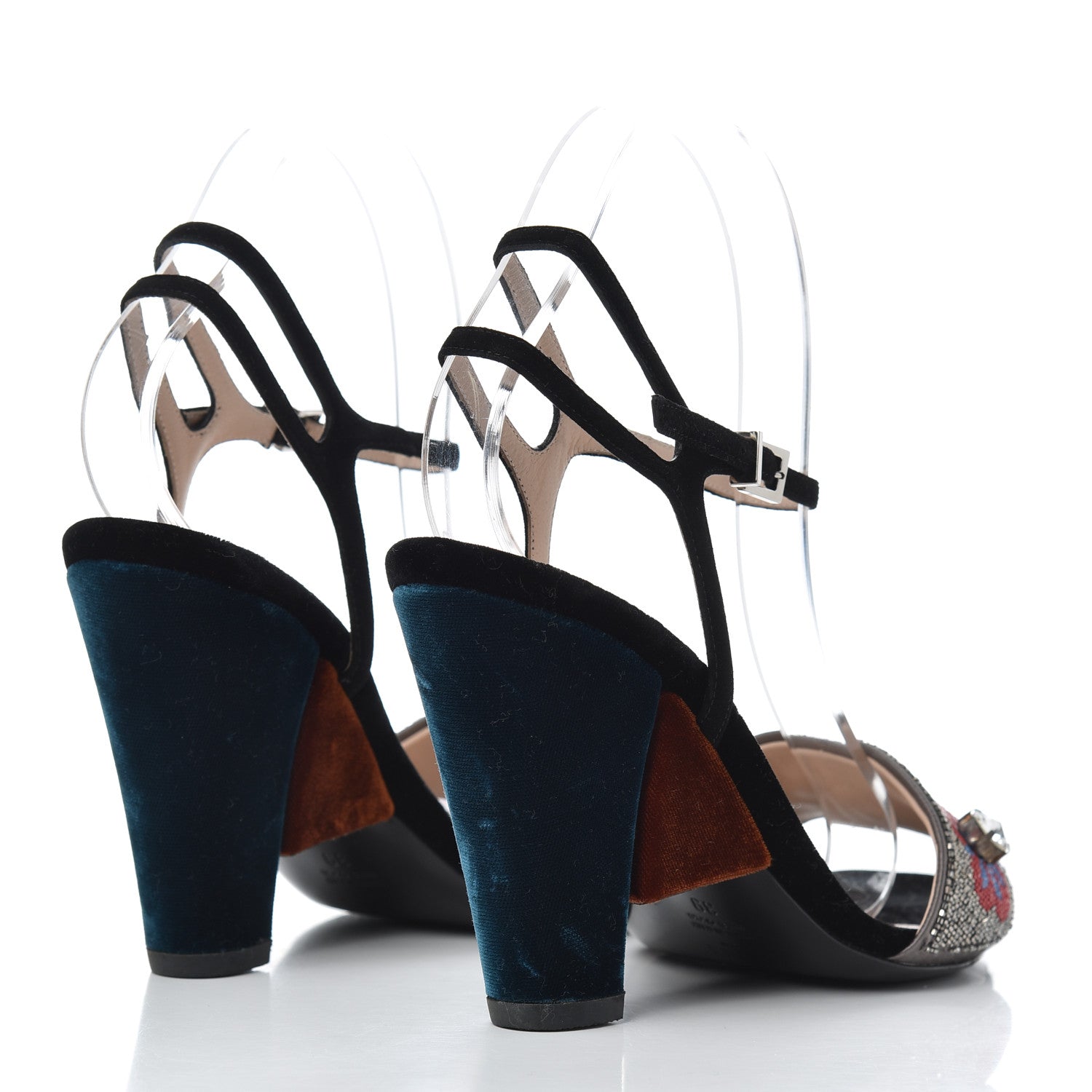 Fendi Velvet Sequin Floral Fantasia 39 Sandals Grey Multicolor 4 of 20
