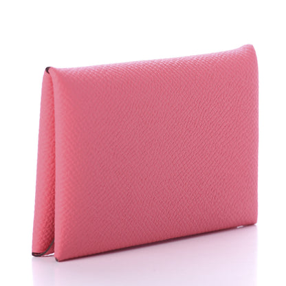 Hermes Epsom Calvi Card Case Rose Azalee 2 of 5