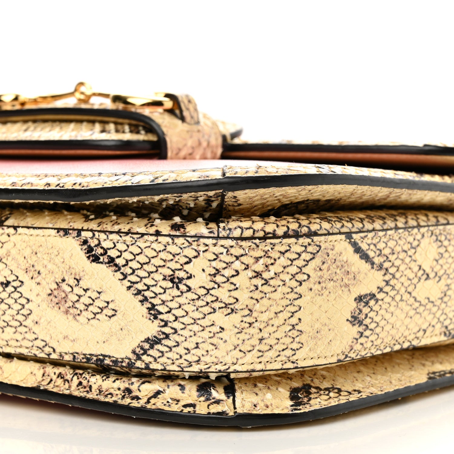 Gucci Azalea Calfskin Snakeskin Horsebit 1955 Shoulder Bag Wild Rose Beige 13 of 13