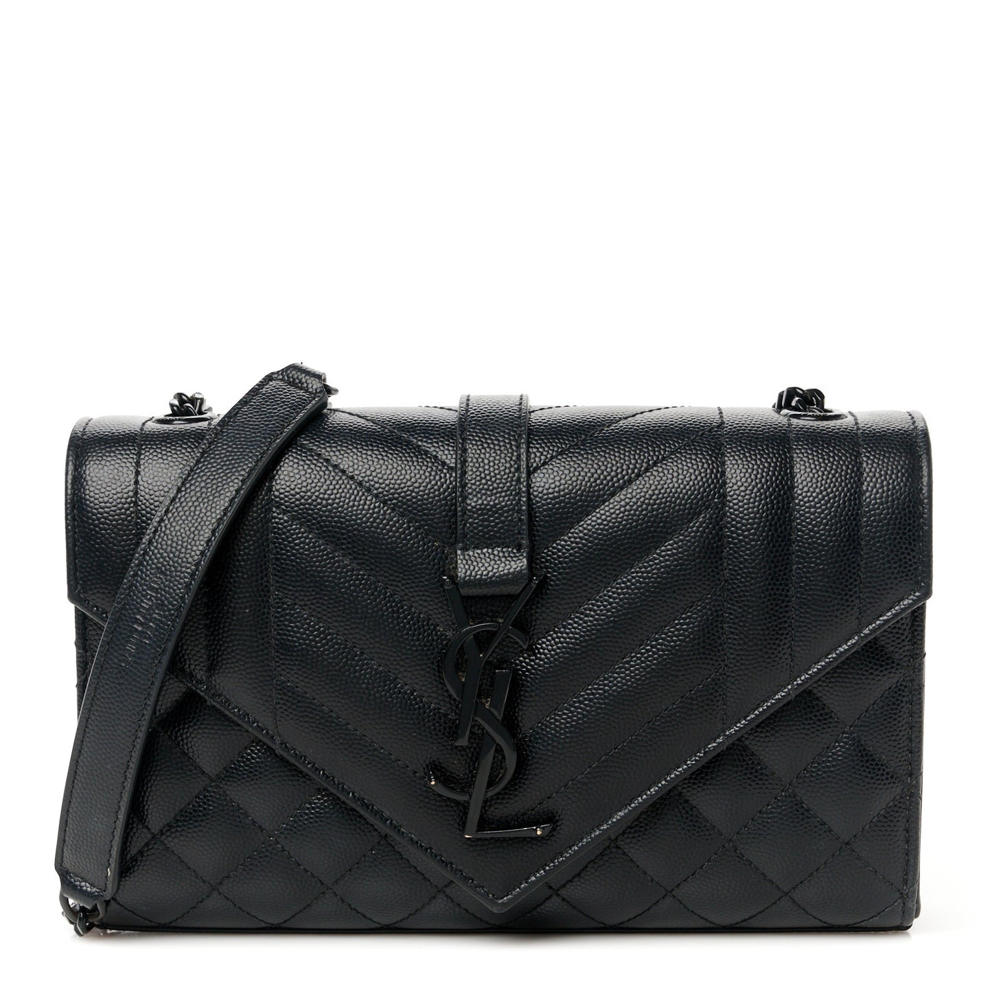 Grain De Poudre Textured Mixed Matelasse Triquilt Small Monogram Monochrome Satchel Black