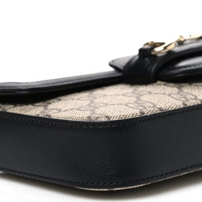Gucci GG Supreme Monogram Azalea Calfskin Horsebit 1955 Mini Bag Beige Black 9 of 10