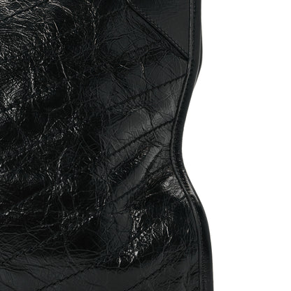 Saint Laurent Crinkled Calfskin Matelasse Monogram Medium Niki Shopper Tote Black 10 of 11