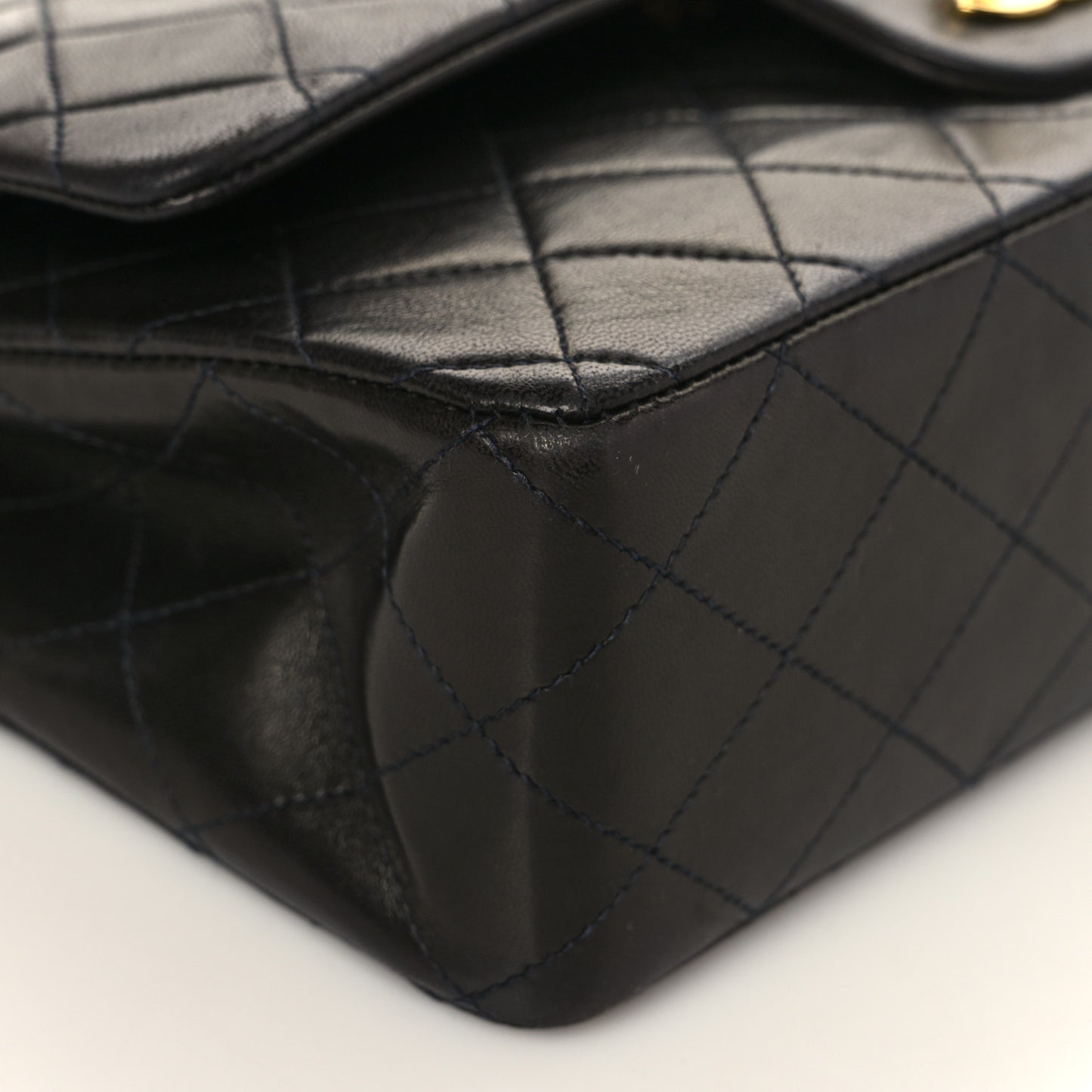 Lambskin Quilted Medium Double Flap Black