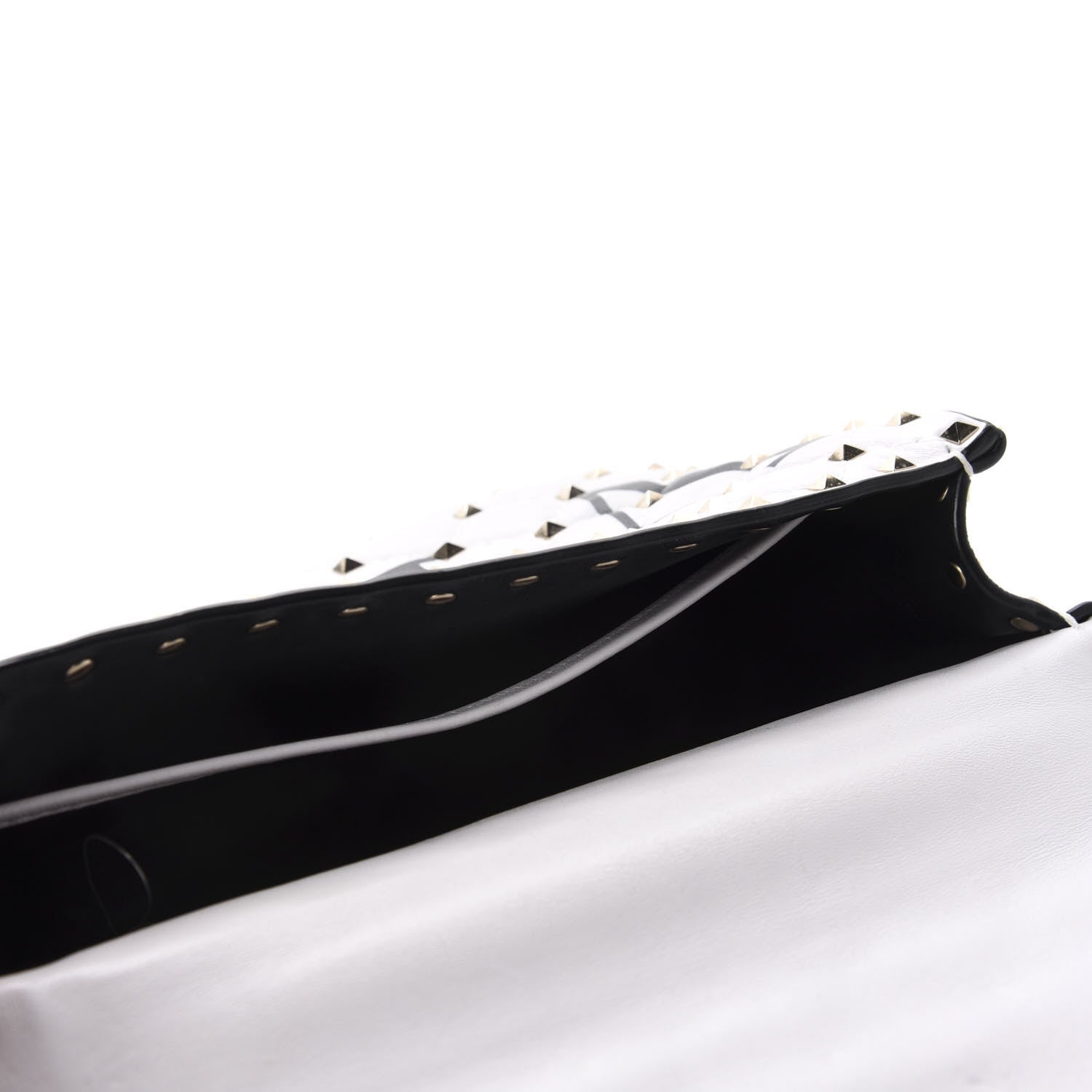 Valentino Garavani Lambskin VLTN Print Medium Rockstud Spike Shoulder Bag Optic White Black 5 of 11
