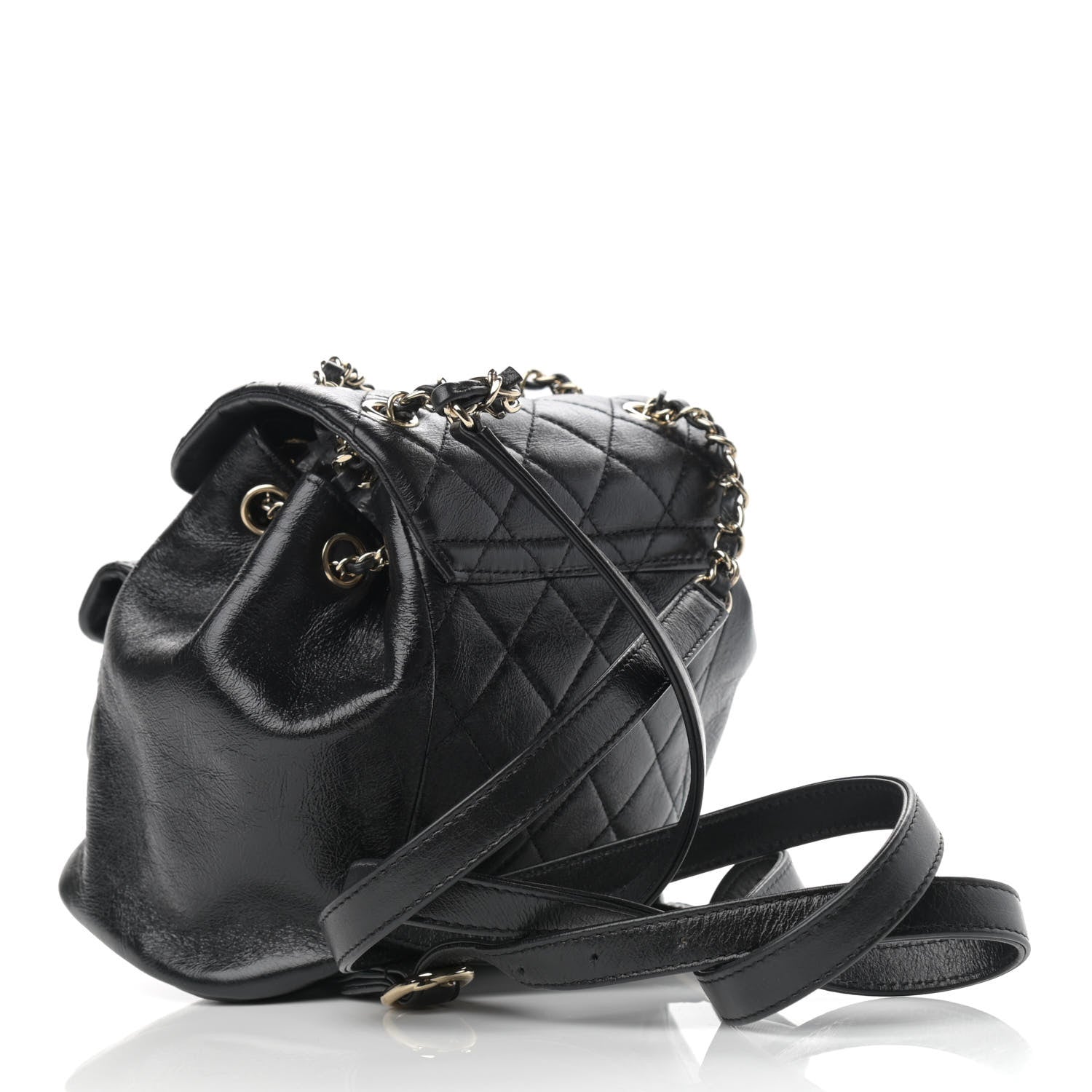 Chanel Glazed Aged Calfskin Quilted Small Duma Drawstring Backpack Black 3 of 11