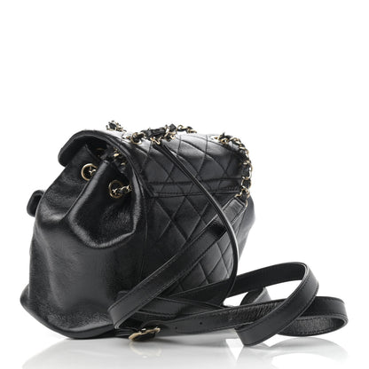 Chanel Glazed Aged Calfskin Quilted Small Duma Drawstring Backpack Black 3 of 11
