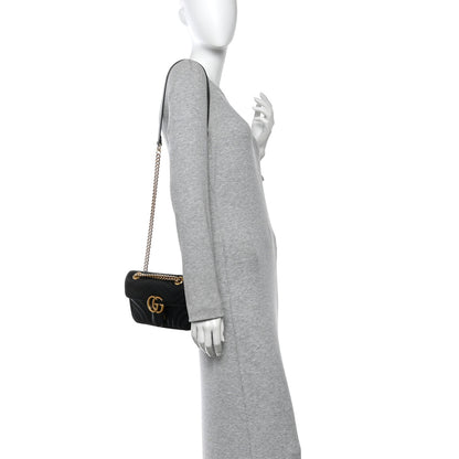 Gucci Calfskin Matelasse Mini GG Marmont Shoulder Bag Black 2 of 11