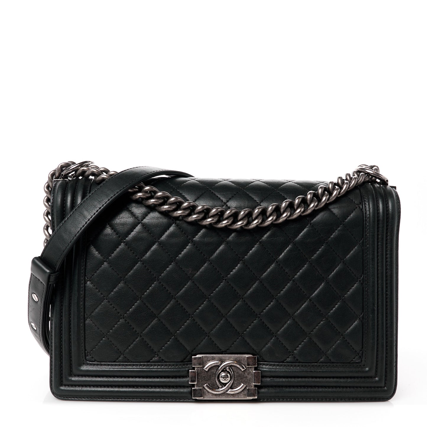 Lambskin Quilted New Medium Boy Flap Black