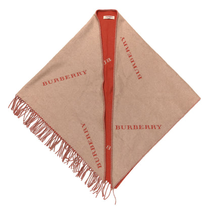 Burberry Cashmere Logo Triangle Fringe Cape Scarf Scarf Camel Red 1 of 4