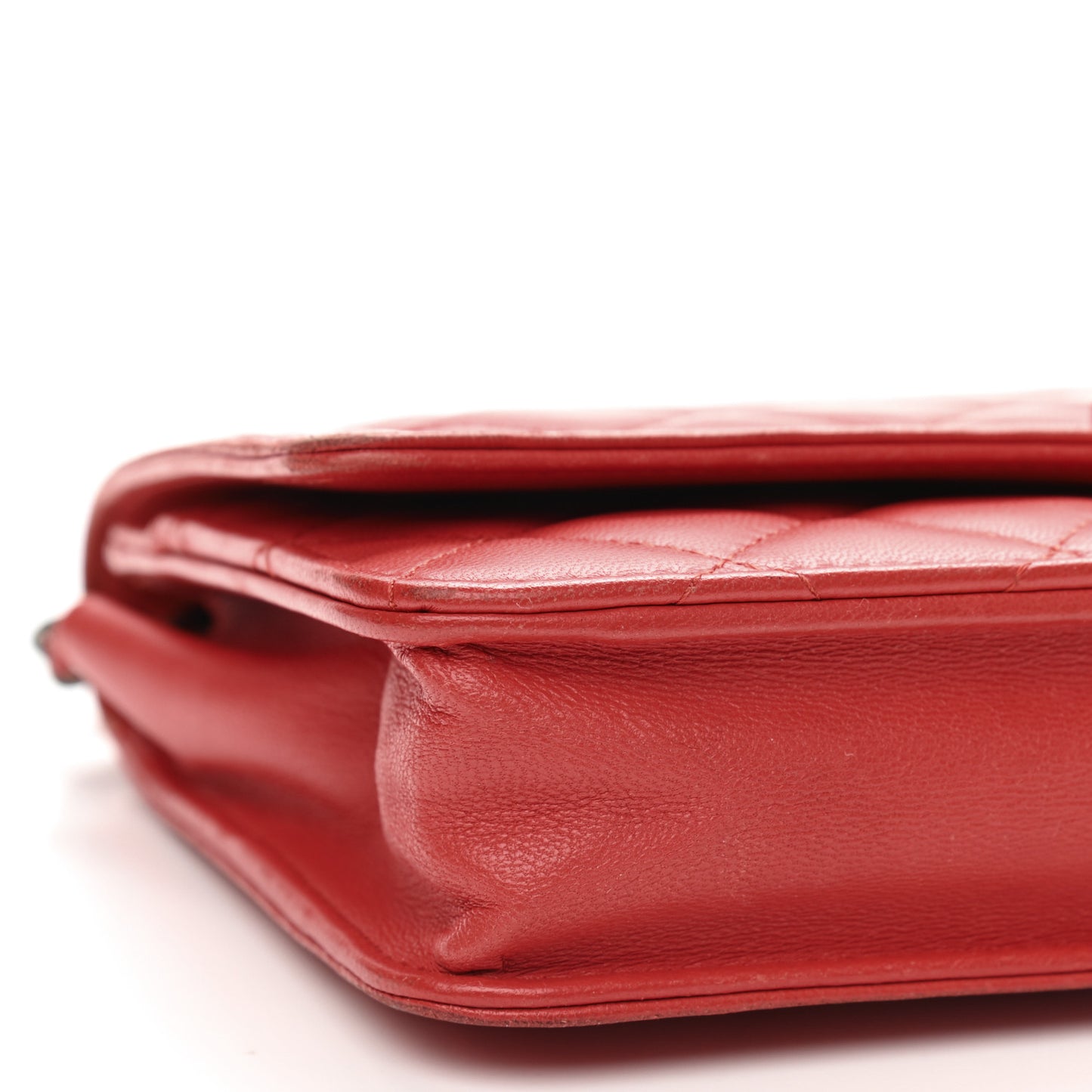 Lambskin Quilted Boy Wallet On Chain WOC Red