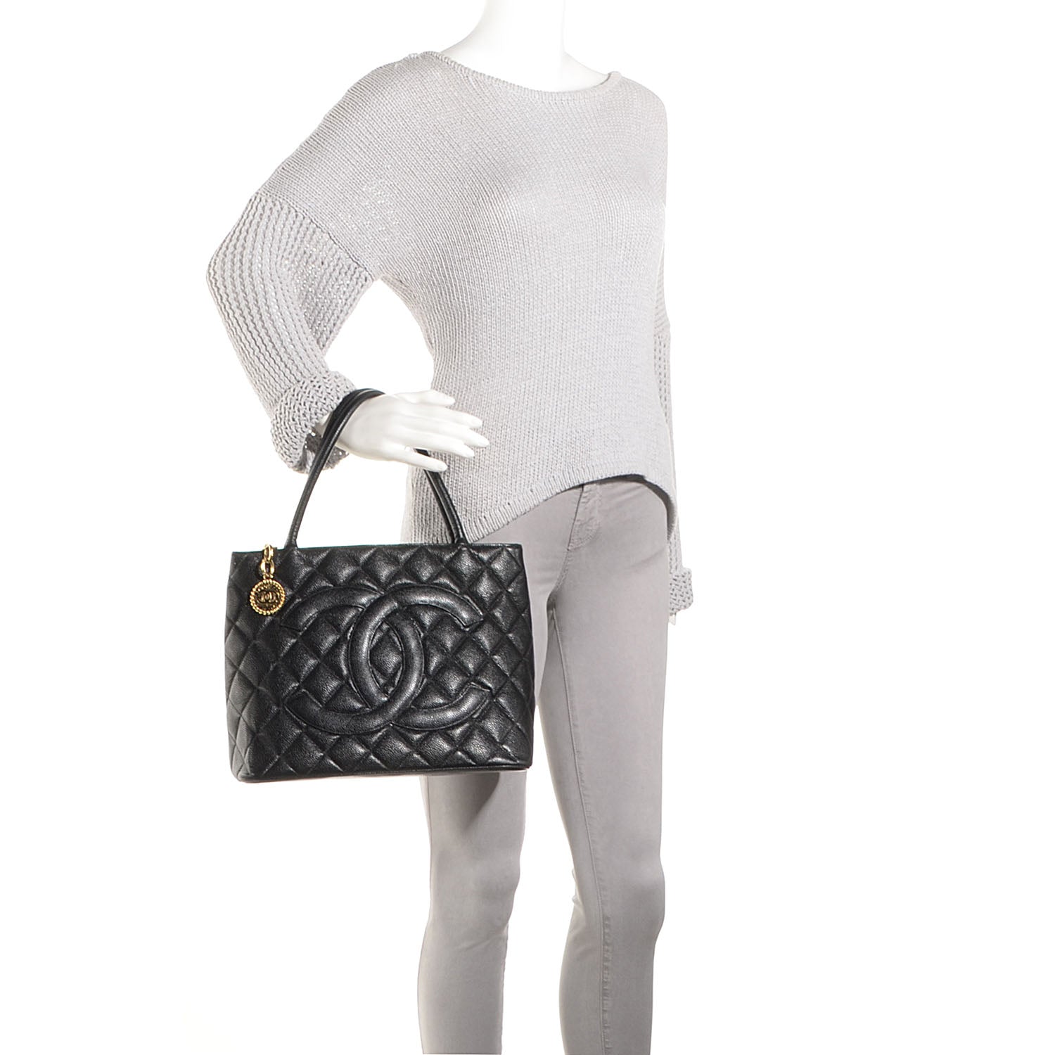 Chanel Caviar Medallion Tote Black 2 of 7