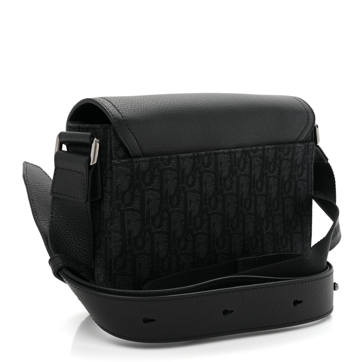 Christian Dior Oblique Jacquard Grained Calfskin Saddle Pouch With Strap Black 3 of 10