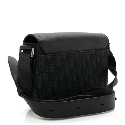 Christian Dior Oblique Jacquard Grained Calfskin Saddle Pouch With Strap Black 3 of 10