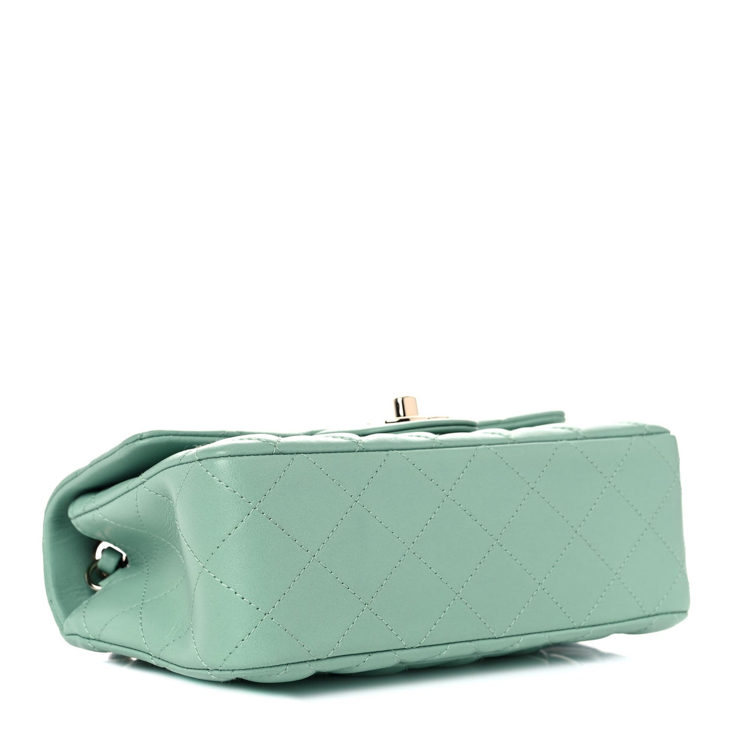 Lambskin Quilted Mini Rectangular Flap Light Green