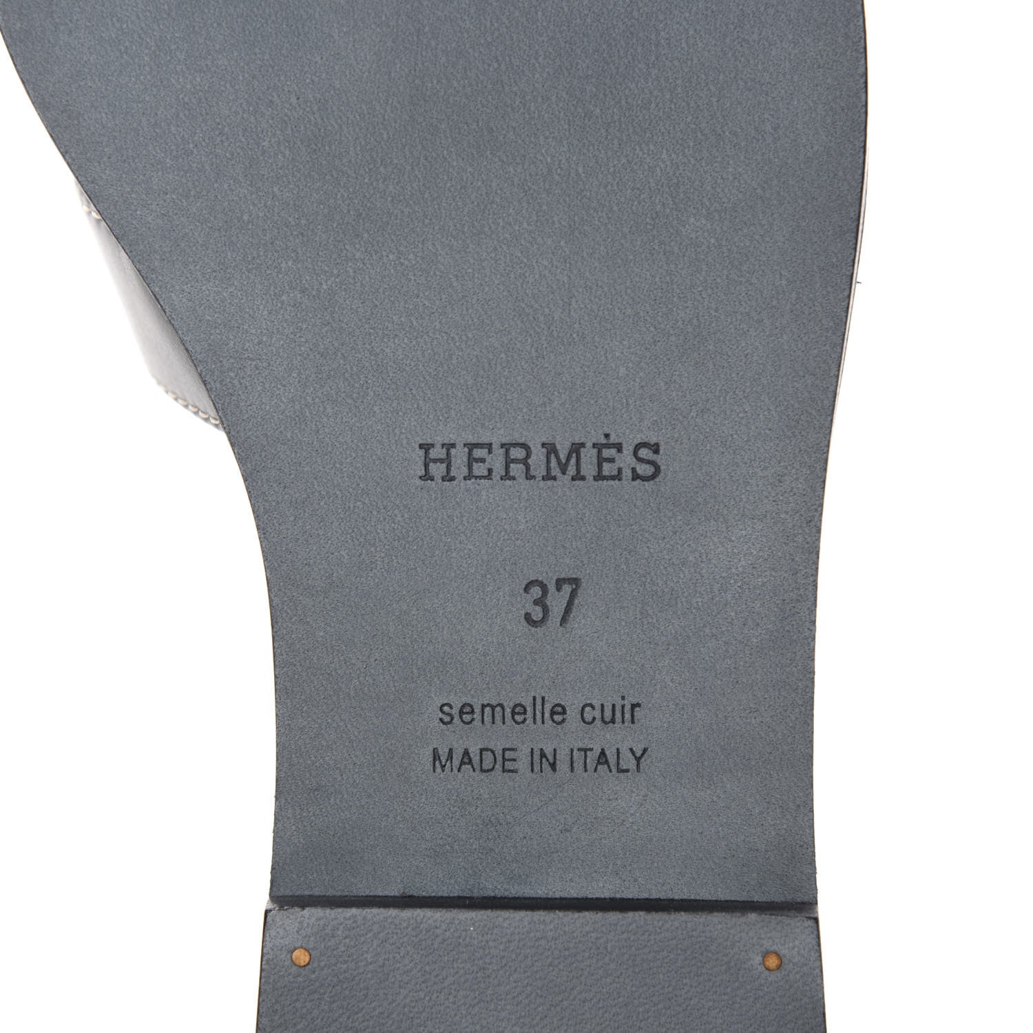 Hermes Box Calfskin Oran Sandals 37 Black 6 of 9
