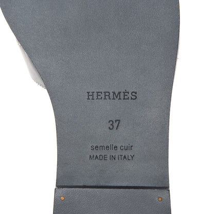Hermes Box Calfskin Oran Sandals 37 Black 6 of 9
