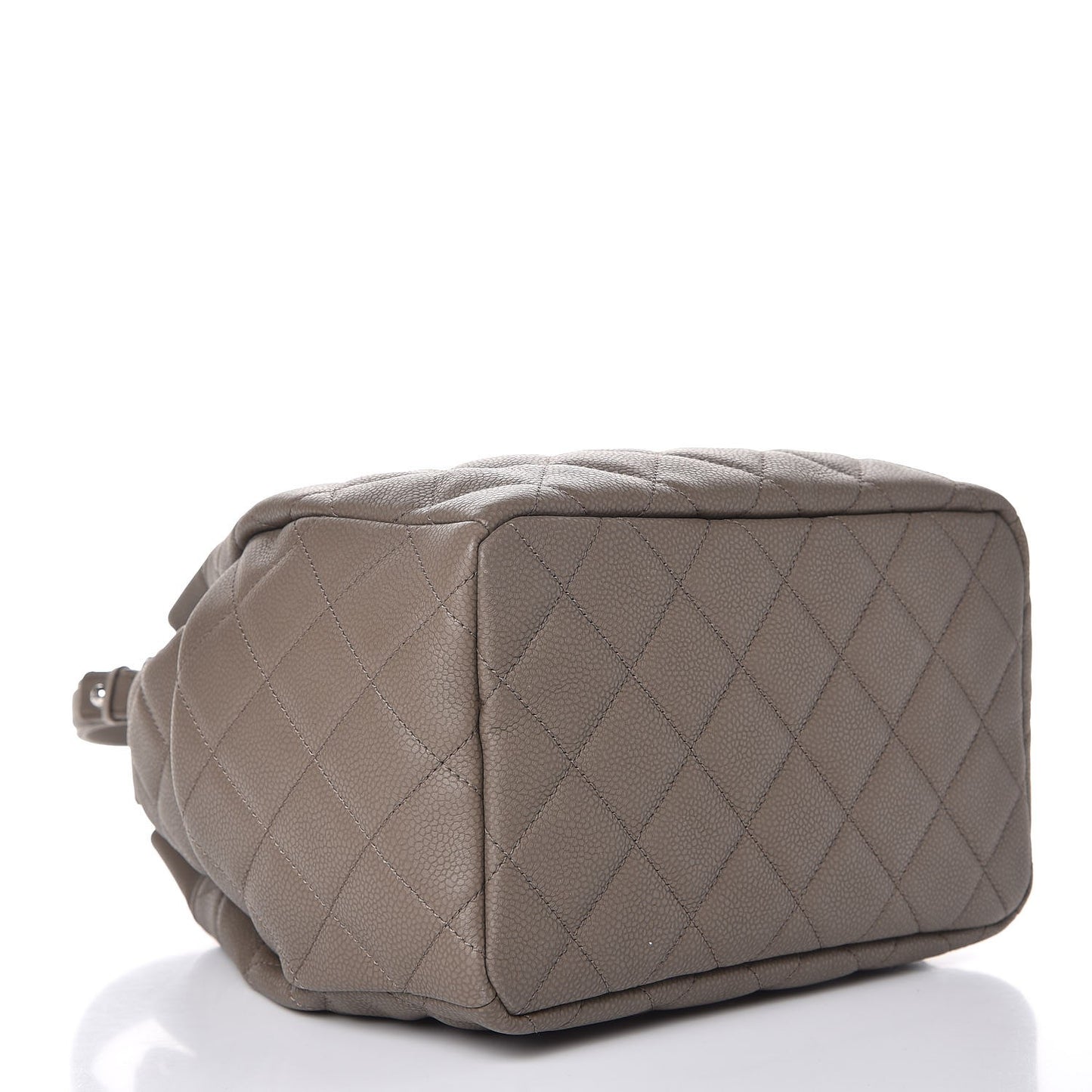 Grained Calfskin Quilted Medium Chain Bucket Bag Khaki