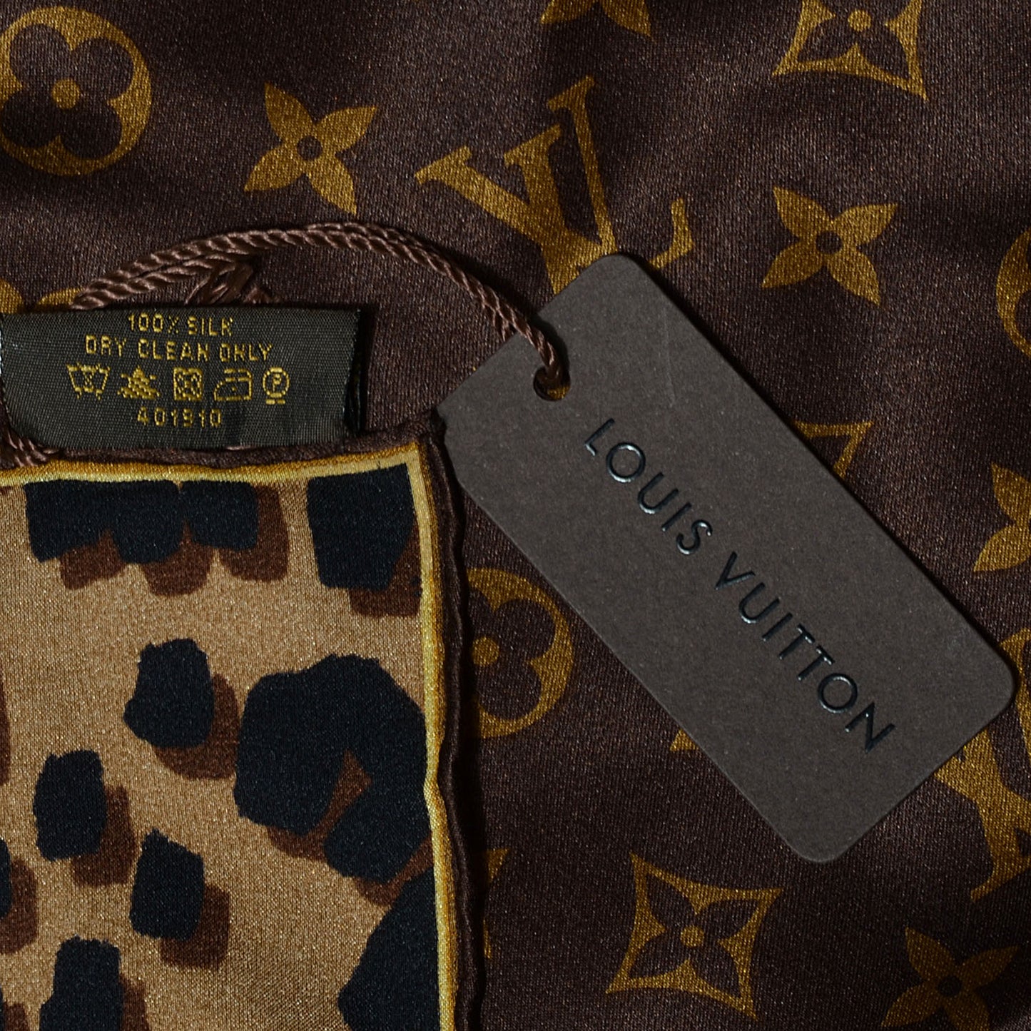 Silk Leopard and Monogram Square Scarf