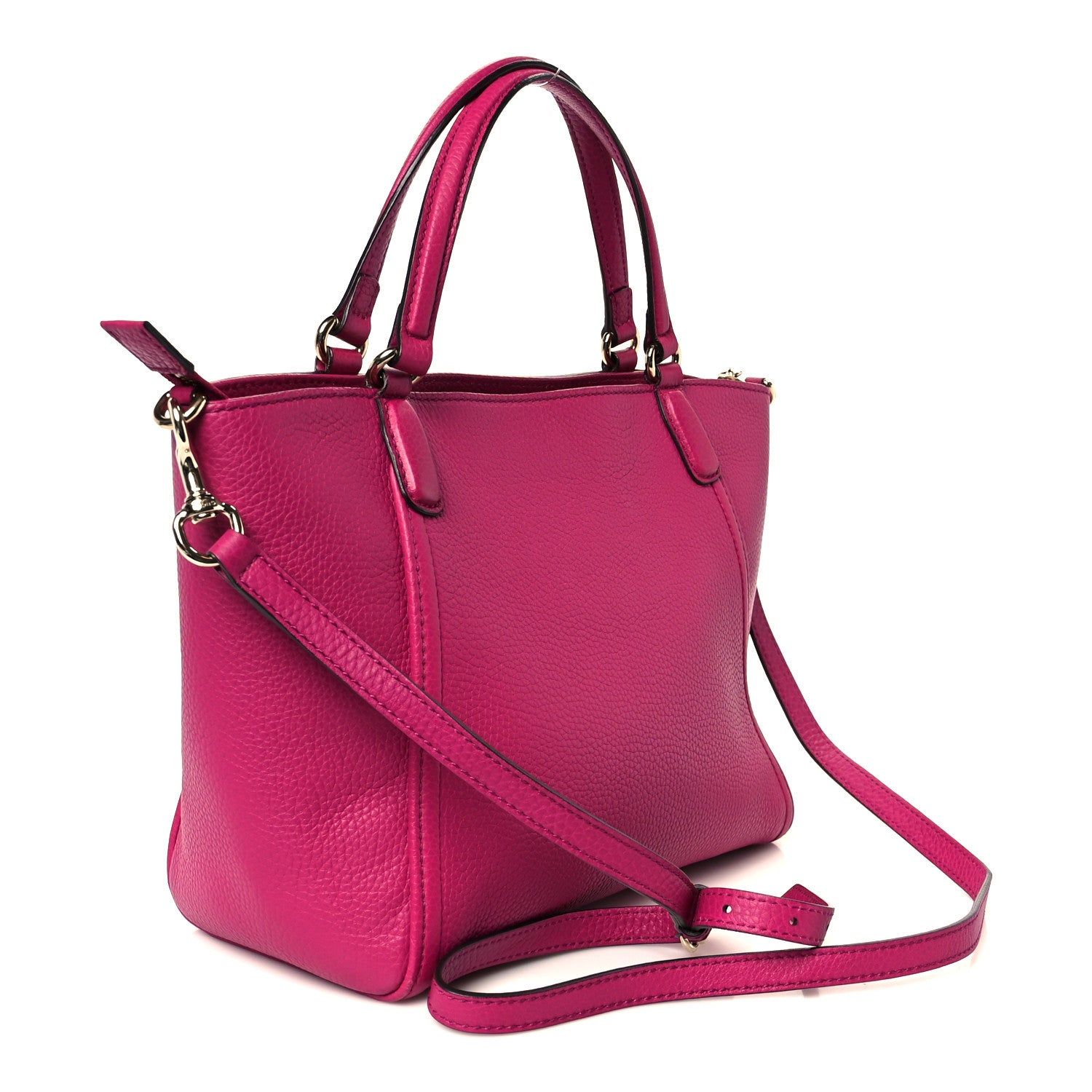Gucci Pebbled Calfskin Small Soho Top Handle Bag Bright Bougainvillea 3 of 11
