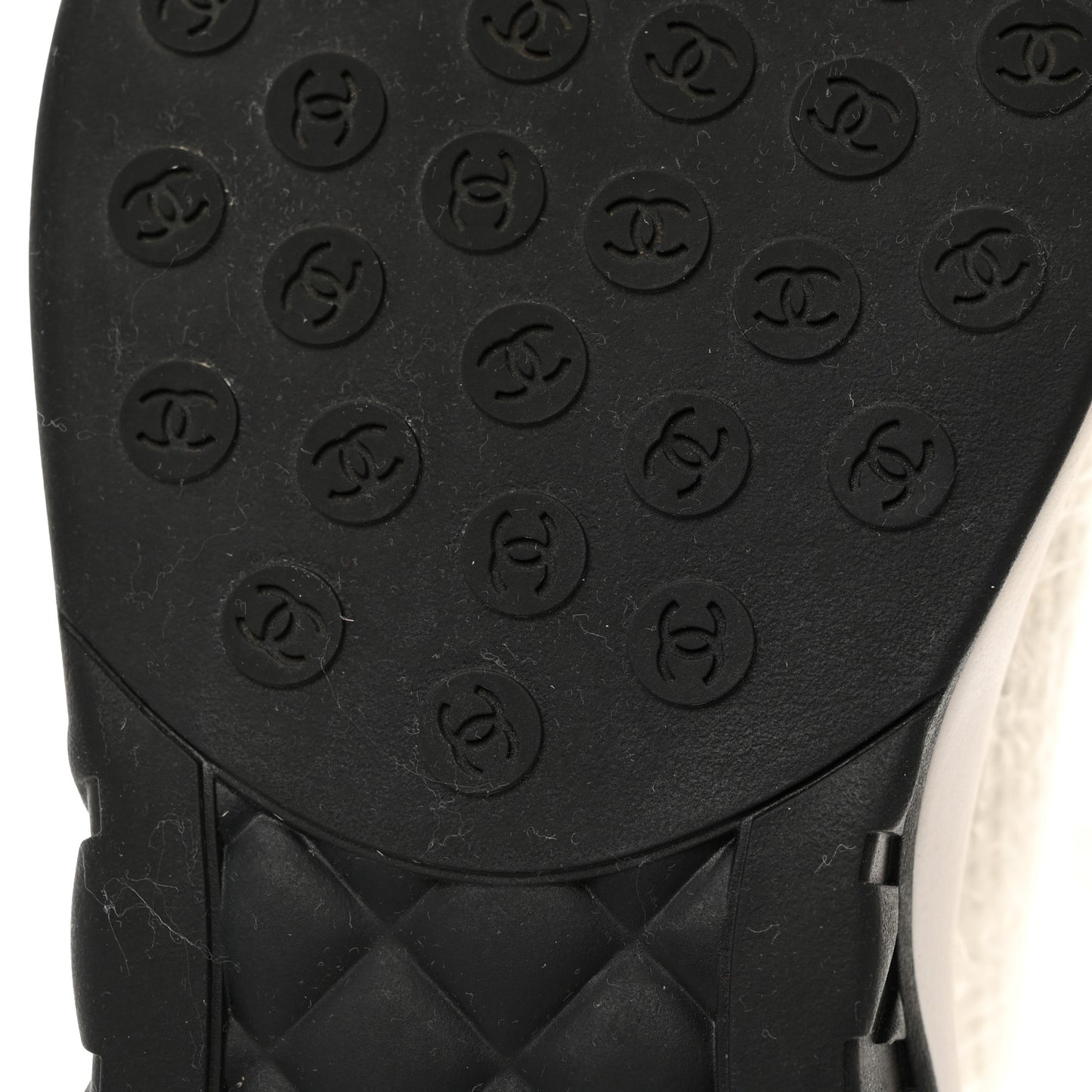 Fabric Calfskin Suede CC Womens Sneakers 40 White