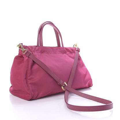 Prada Tessuto Nylon Saffiano Tote Ibisco 3 of 12