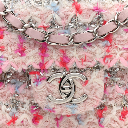 Chanel Tweed Quilted Mini Rectangular Flap Light Pink Silver Blue 8 of 10