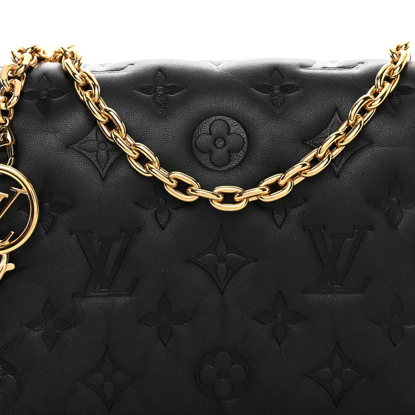 Lambskin Embossed Monogram Pochette Coussin Black
