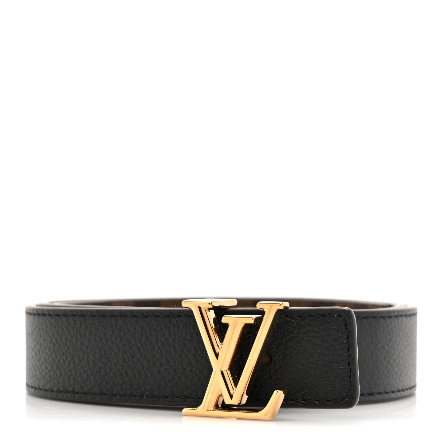 Calfskin Damier Ebene 25mm LV Iconic Reversible Belt 80 32 Black