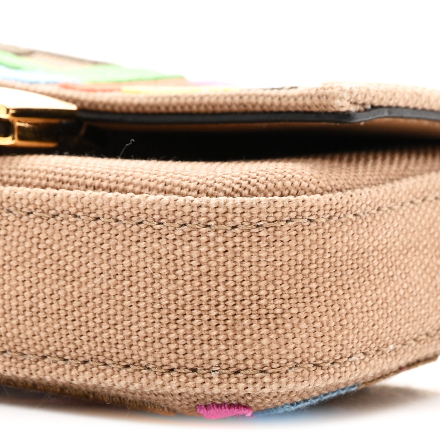 Canvas Vitello King FF Multicolor Embroidered Nano Baguette Charm Multicolor Cuoio