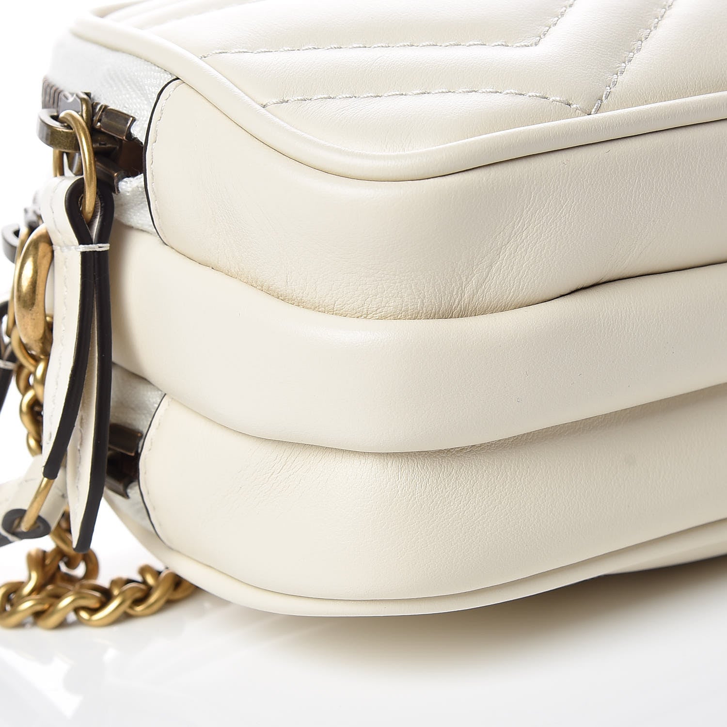 Gucci Calfskin Matelasse Mini GG Marmont Chain Crossbody Bag Mystic White 8 of 10