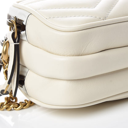 Gucci Calfskin Matelasse Mini GG Marmont Chain Crossbody Bag Mystic White 8 of 10