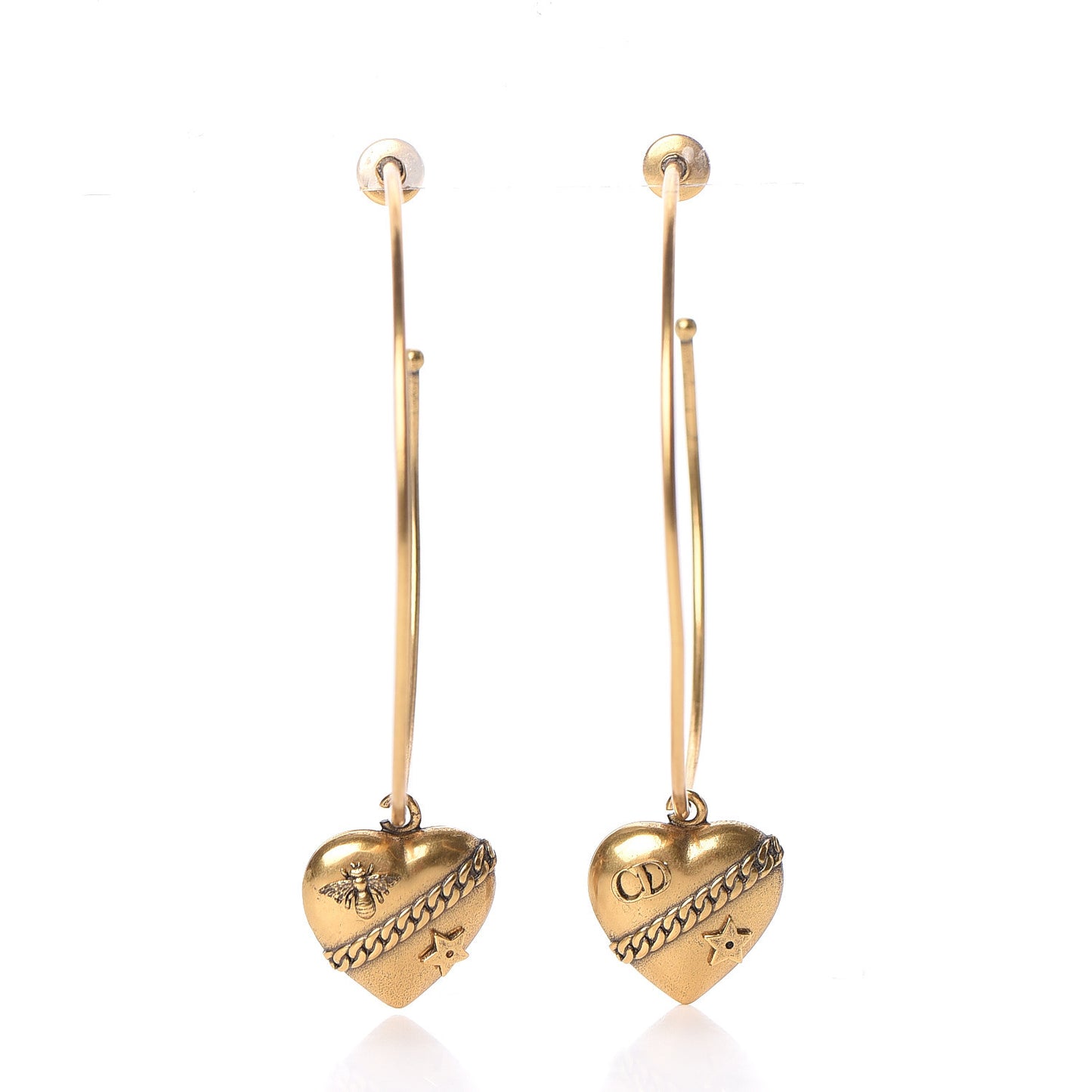 Metal Heart Hoop Earrings Gold